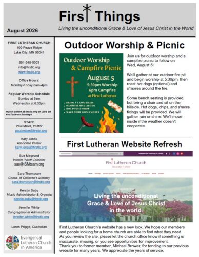 August First Things Cover - First Lutheran Church