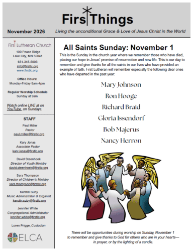 First Things Nov 2026 - First Lutheran Church