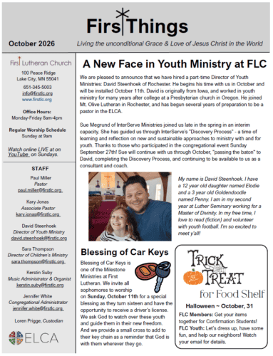 First Things Oct 2026 - First Lutheran Church